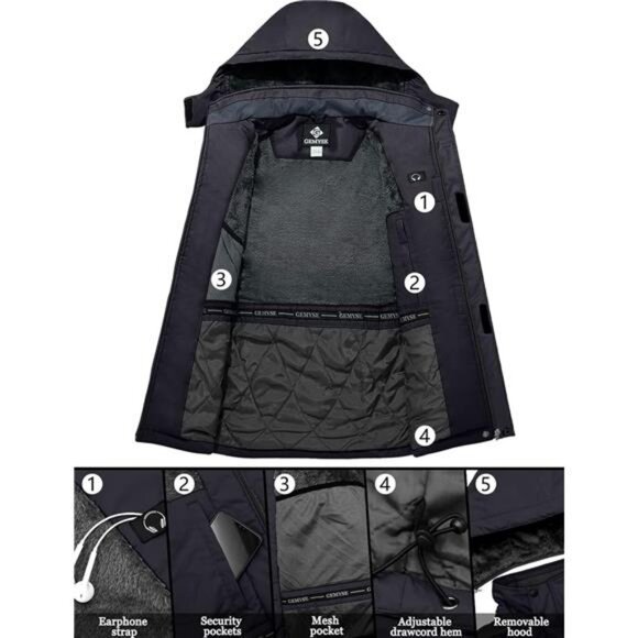 Men's Ski Snow Jacket Warm Winter Waterproof Coat Snowboard Rain Jacket - Picture 5 of 7